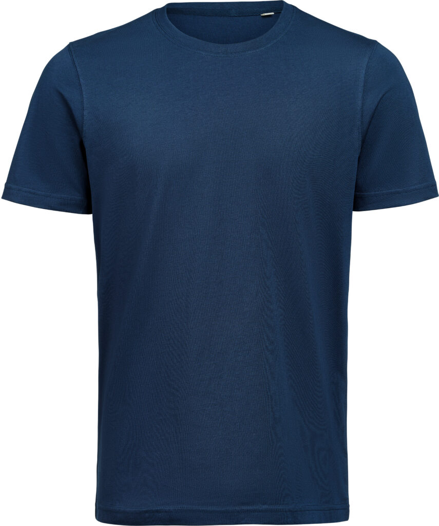 T-Shirt bedrucken lassen: Unisex-Shirt aus Bio-Baumwolle in Navy, Vorderansicht