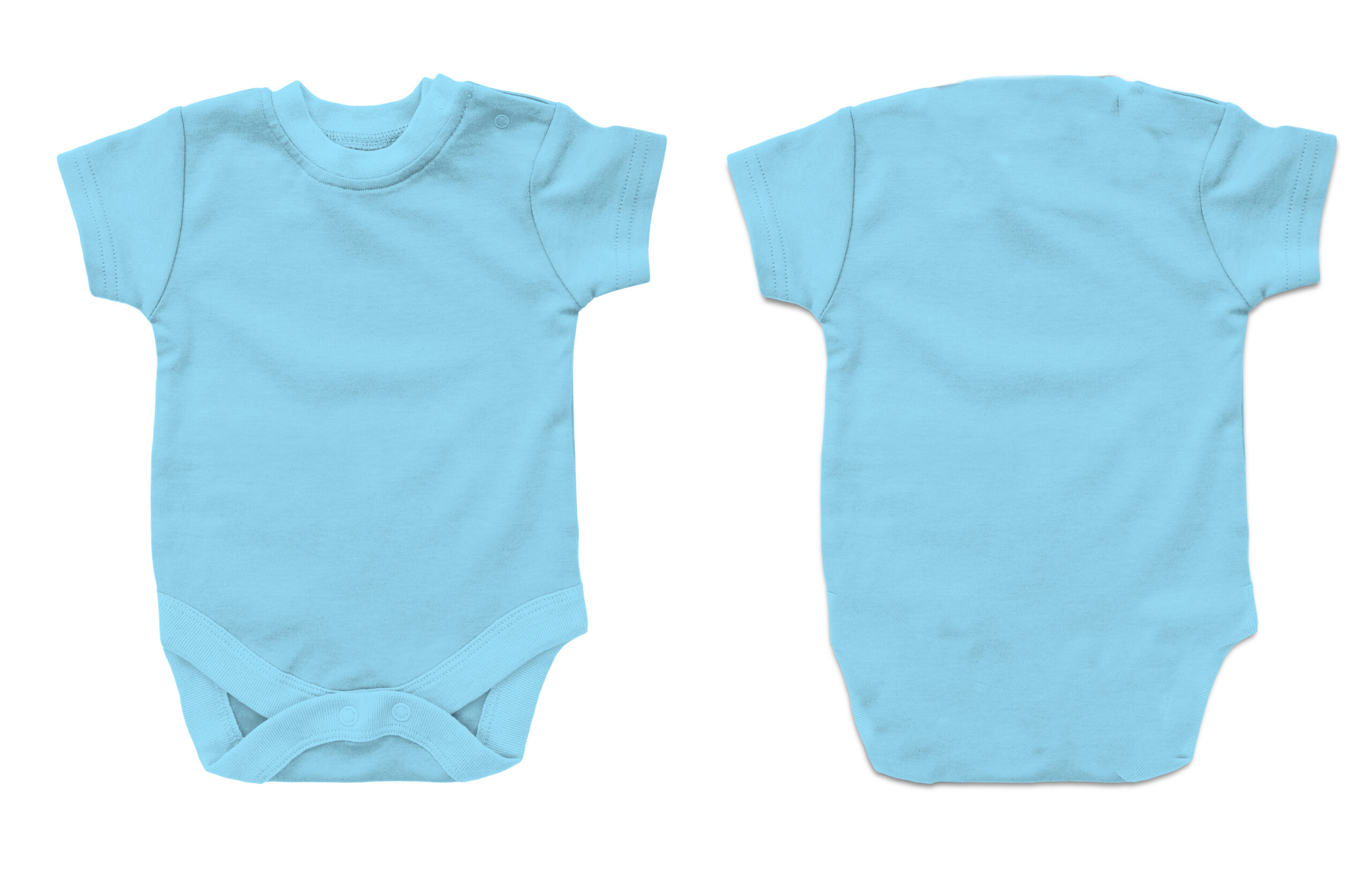 Kurzarm Baby-Body Light Blue, Vorder- und Rückseite