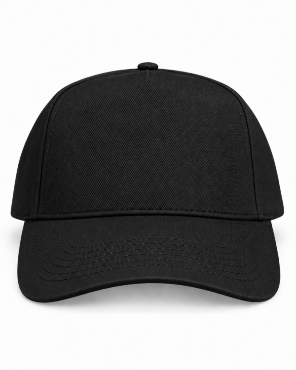 Ultimate 5 Panel Cap Schwarz, Frontansicht