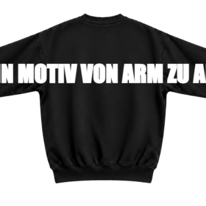 Loose Crewneck Sweater Black, Beispiel-Schriftzug über beide Ärmel und den Rücken