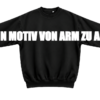 Loose Crewneck Sweater Black, Beispiel-Schriftzug über beide Ärmel und die Brust